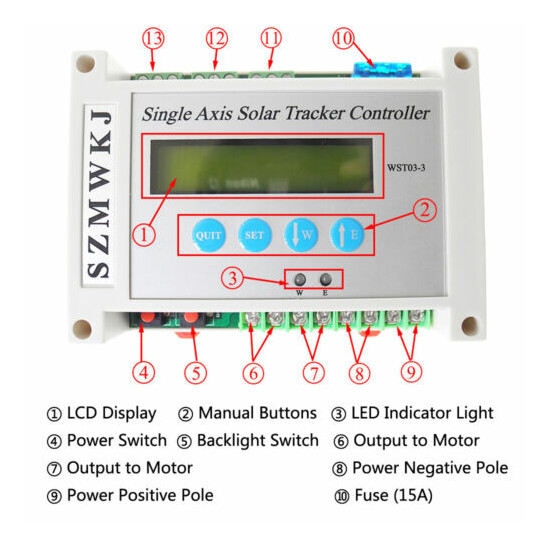 LCD Single Axis Solar Tracker Controller +Relay Module for Solar Panel System CL image {4}
