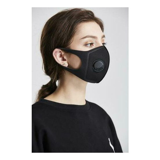 Black Reusable PM2.5 Polyurethane Face Mask with Valve Unisex AUS STOCK image {7}