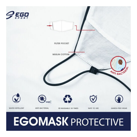 Ego Protective Washable Face Mask Cover For adults W/ Lanyard & Adjustable strap image {2}
