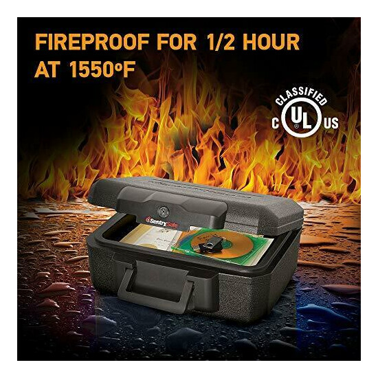 SentrySafe 1200 Fireproof Box with Key Lock 0.18 Cubic Feet Black image {2}