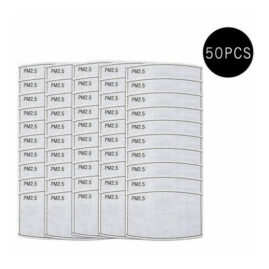 50pcs set PM2.5 Activated Carbon Filters 5 Layer Replaceable Face Mask Cover image {1}