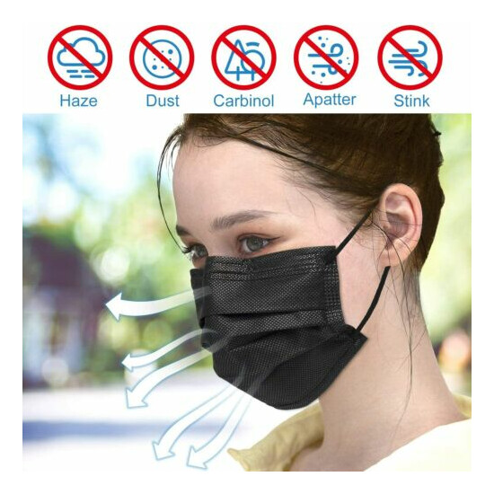 50 Black Face Mask With Package Mouth &Nose Protector Respirator Masks USA Selle image {6}