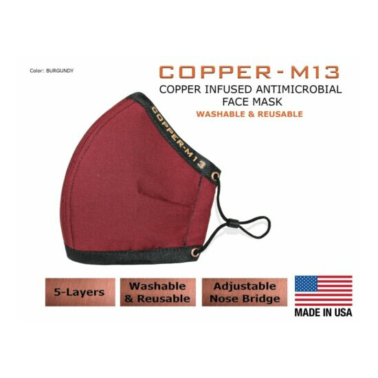 5 Layer Copper Infused Anti-Microbial Face Mask - Multiple Colors & Sizes image {7}