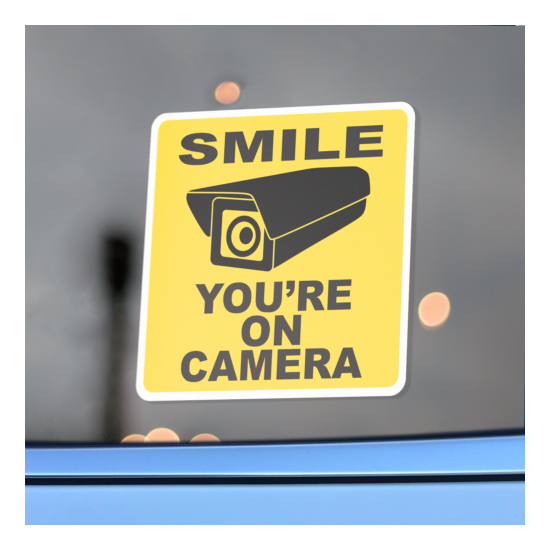 Mini 1" Smile You're On Camera Sticker Decals for Lyft Uber and Dashcams image {2}