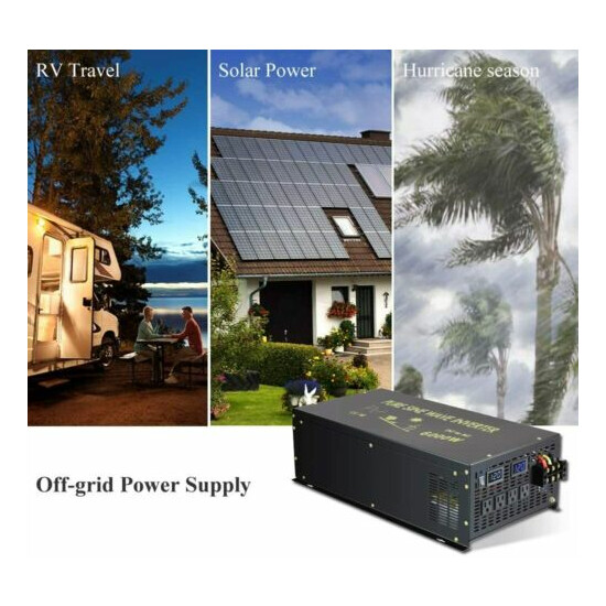 Pure Sine Wave Solar Power Inverter 6000W 48V DC to AC 120V/240V Remote Control image {8}