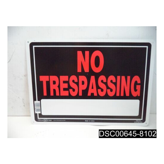 Qty=5: No Trespassing 10" x 14" Aluminum Sign Metal Red Letters Black Background image {1}