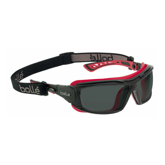 Bolle ULTIM8 Safety Glasses, Black/Red Frame, Foam Gasket, Gray Anti-Fog Lens image {1}
