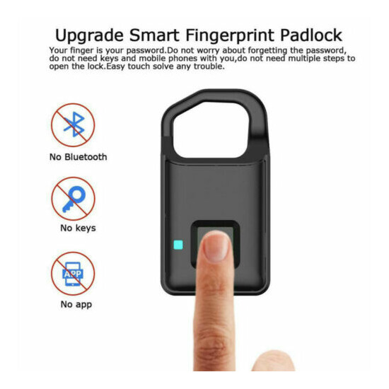 Mini Keyless USB Rechargeable Door Lock Fingerprint Smart Anti-theft Padlock P4 image {4}
