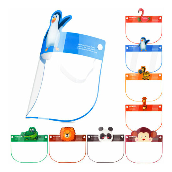 8-Pack Kids' Protective Safety Face Shields Reusable Clear Cover Cartoon Designs image {2}