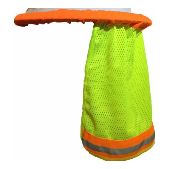 SAFETY HARD HAT NECK SHIELD / Orange Or Lime STRIPE  Thumb {2}