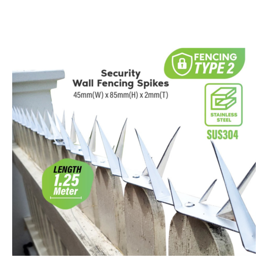 Stainless Steel Security Wall Anti Climb Fencing Spikes Type 2 [Free Shipping]  image {1}