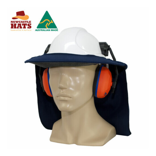 Newcastle Hats Earmuff Hard Hat Brim UPF50+ Sun Protection image {1}
