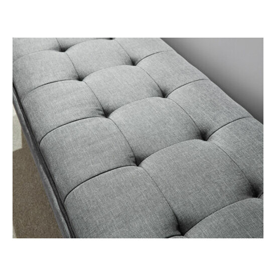Milan Fabric Upholstered Bench Bed End Window Seat Bedroom Living Room Dark Grey image {3}