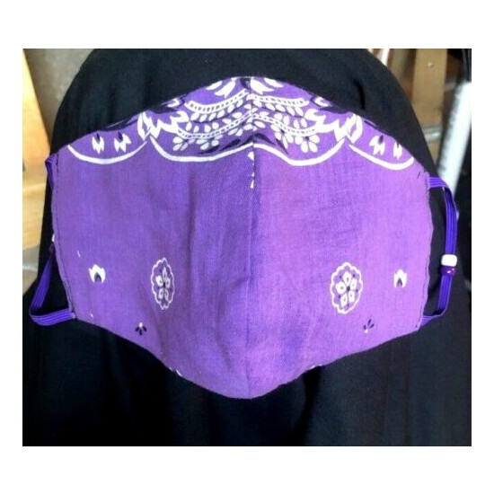 ***Purple Bandana*** REVERSIBLE Cotton Face mask (handmade) image {1}