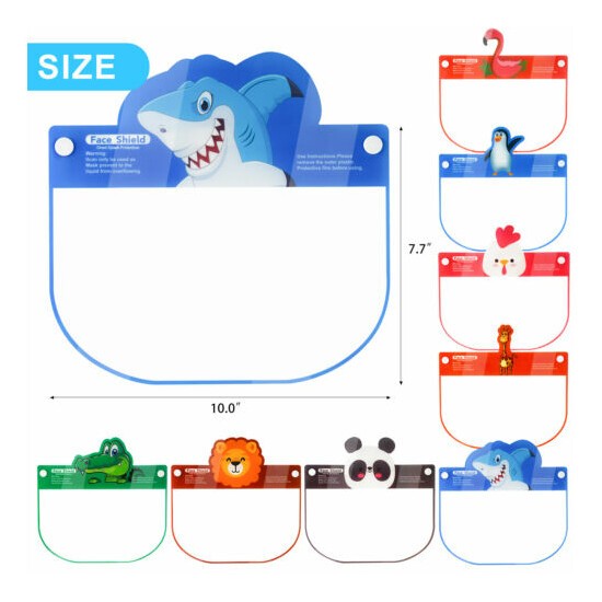 8PCS Kids' Protective Safety Face Shields Reusable Clear Covering Cartoon Animal image {3}