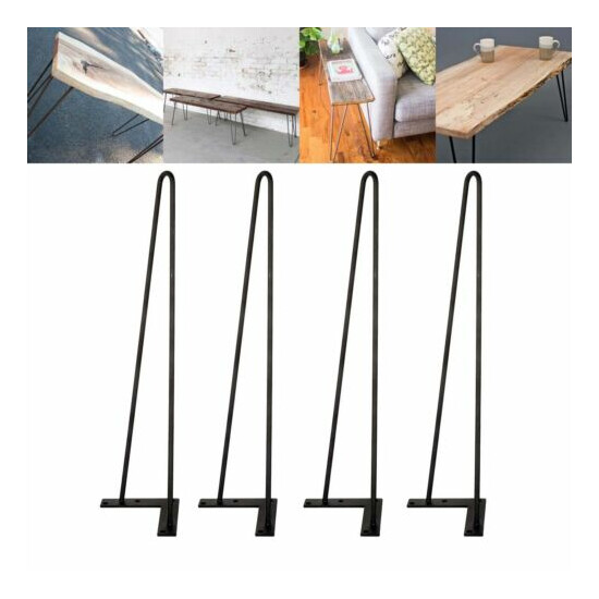 22" Coffee Table Metal Hairpin Legs Desk Bench Chair Legs Solid Iron Set of 4 image {1}