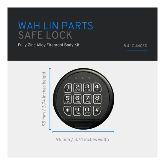 Gun Safe Lock Replacement with 2 Override Keys Black Keypad Safe Electronic Lock image {4}