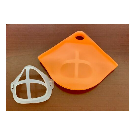 Face Mask Storage Case Orange Silicone & 3D Bracket Inner Frame US FAST SHIP 2pc image {2}
