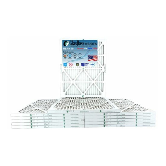 Glasfloss 16x22x1 - MERV 10 (Qty:12) - Pleated AC Furnace Air Filter Made in USA image {1}