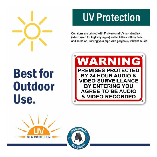 Warning Premises under 24 Hr Audio Video Surveillance home security cctv Signs  image {3}