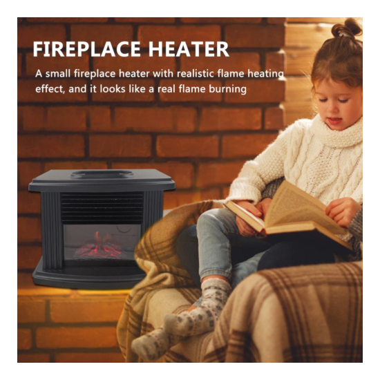 mini Electric Fireplace Stove Heater Portable Tabletop Indoor Space Heater 1000W image {1}