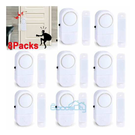 8 Packs Wireless Security Burglar Alarm Home Window Door System Magnetic Sensor image {1}