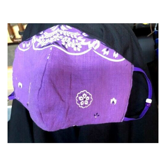 ***Purple Bandana*** REVERSIBLE Cotton Face mask (handmade) image {2}