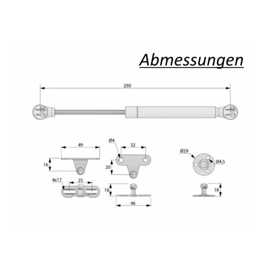 Black/White Strut Gas Pressure Spring Compression Spring Flap Fitting image {2}