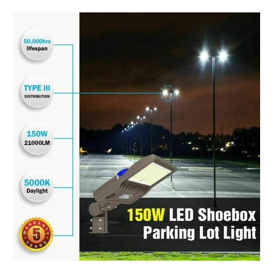 150 Watt LED Parking Lot Light with Dusk to Dawn Photocell,Shoebox Lights UL DLC image {7}