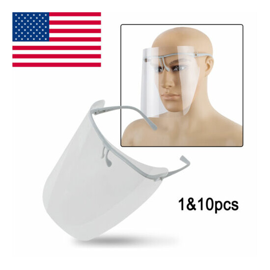 CE Safety Full Face Shield Clear Flip-Up 1 Shield & 10 Visors Anti Fog Face Mask image {1}