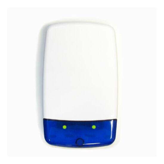White Dummy/Decoy Alarm Bell Box with Blue Lens and dual alternate Flashing LEDs image {1}