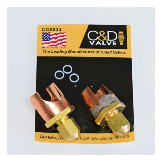 C&D Braze-On Self-Piercing Copper Saddle Valve for 3/4" Tube CD5534 Package of 2 image {1}