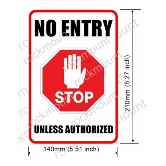 2 NO ENTRY UNLESS AUTHORIZED Window Door Wall Safety Warning Vinyl Sticker Decal image {3}