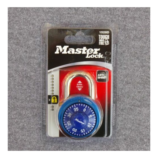 Master Lock 1-7/8" Blue Dial Combination Padlock Anti Shim Lock 1528D image {1}