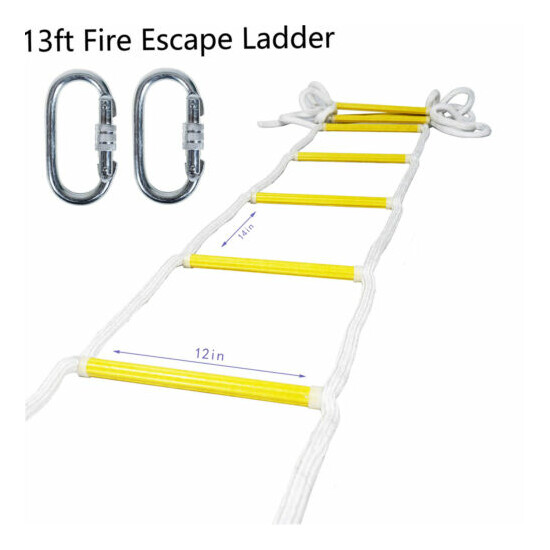 Portable32FT Safety Rope Ladder /Emergency Fire Escape Ladder with Wide Steps image {2}