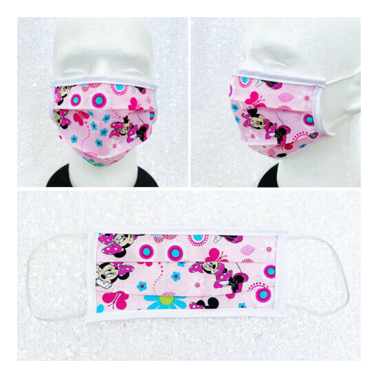 Disney Inspired Minnie Mouse Filter Face Mask Adult Child Reuse Washable Cotton image {1}