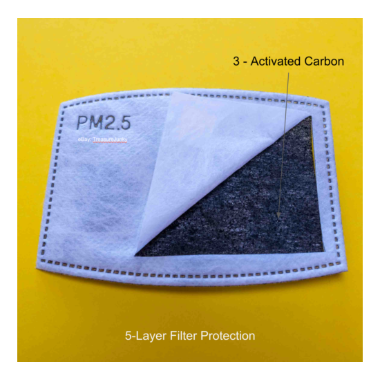 10 Pack Adult PM2.5 5 Layer Carbon Face Super Fresh Air Mask Filter Replacements image {6}
