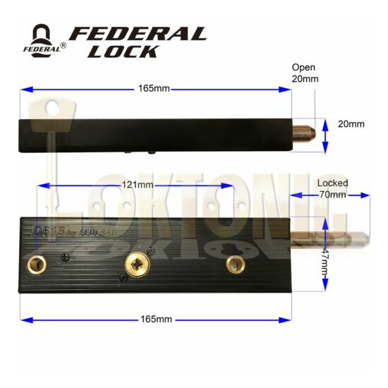 Federal Enfield Garage Door Locks Bolts R/H Or L/H Singles High Security MK5 image {2}