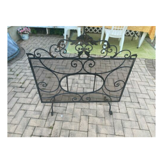 Antique Wrought Iron Fireplace Screen image {2}