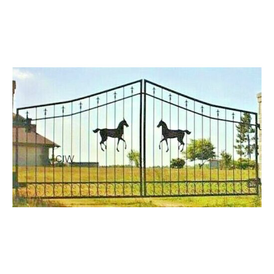 #1242A Wrought Iron Style Steel Metal Driveway Gate 11' Inc Post PKG Security  image {2}