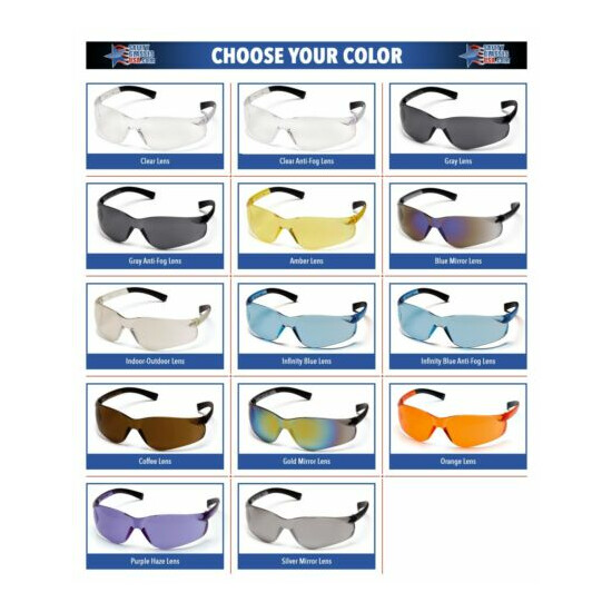 Pyramex Ztek Safety Glasses Work Eyewear Choose Your Lens Color ANSI Z87+ image {1}