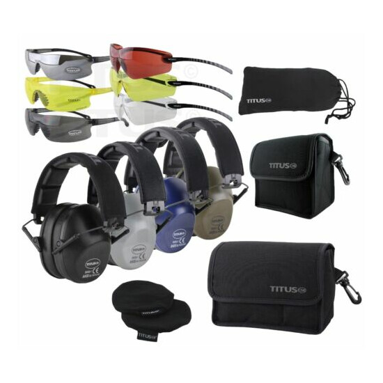 TITUS 2 Series Low Pro 34 NRR Ear Protection Safety Glasses Shooting Range PPE  Thumb {1}