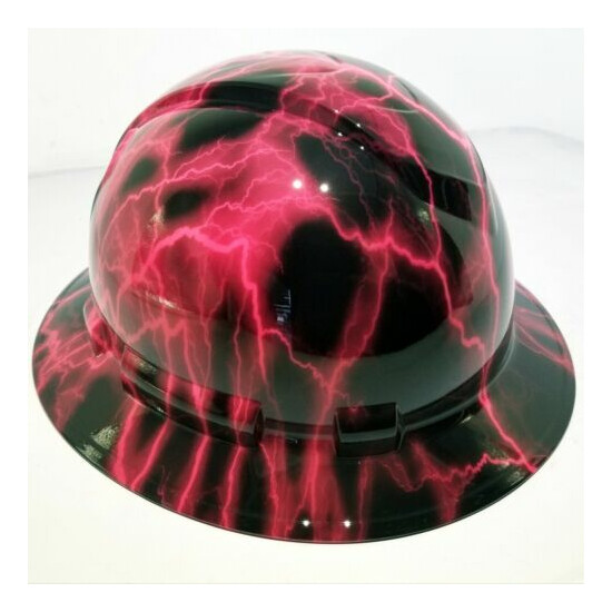 Hard Hat Full Brim Custom hydro dipped HOT PINK LIGHTNING BOLT NEW best price  image {2}