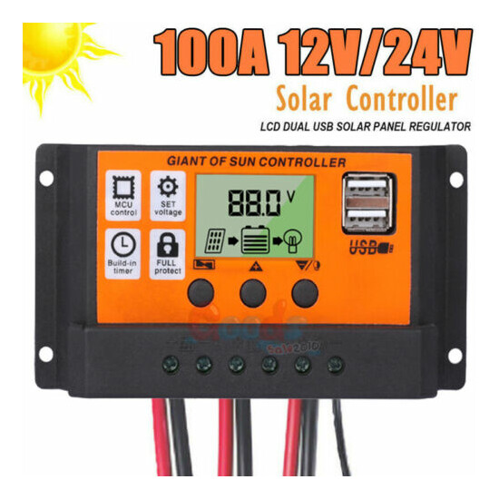 Auto Focus Tracking 100A Solar Panel Regulator Charge Controller 12/24V PWM+MPPT image {1}