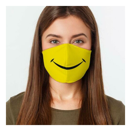 Smiley Face Face Mask, Preventative Custom Mouth Cover - (4 sizes) USA Made image {1}