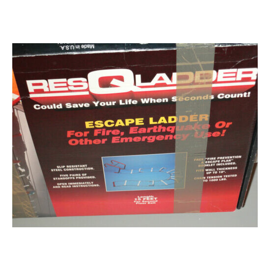 RESQ Ladder fire escape ladder 15 ft for 2nd floor exit Slip resistant steel USA image {1}
