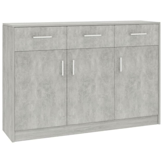 Chipboard Sideboard Low Board Side Cabinet Concrete Gray image {1}