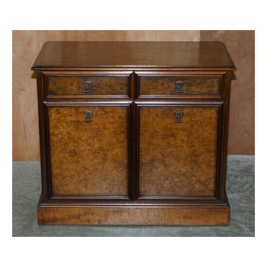 LOVELY BURR & QUARTER CUT WALNUT SIDEBOARD WITH TWIN DRAWERS & CUPBOARD BASE image {2}
