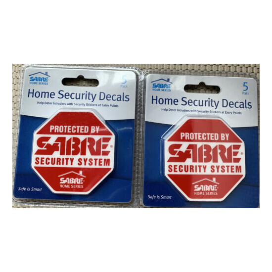 10 Sabre HS-SD Home Security Decals, Plastic, Red image {1}