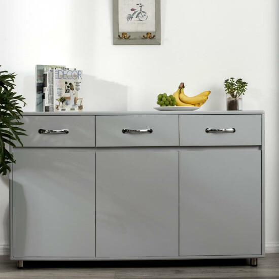 Grey Color Cabinet with 3 Drawers and 3 Doors 2 Different Size Sheling Space image {1}